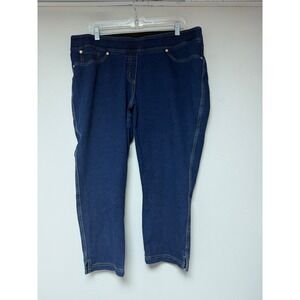 Nygard Slims Capri Pants Women XL Indigo Blue Excellent Stretch Pull GE1-V7268